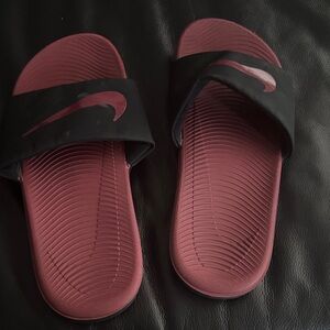 Nike Black and Red Slide Sandals